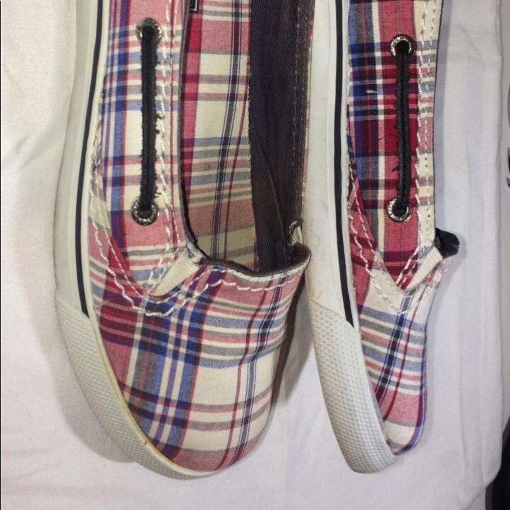 Plaid slip on Sperry